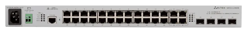 Ethernet-коммутатор MES1124MB, 24x10/100Base-T + 4x1G (SFP), L2, 220V AC/12V DC