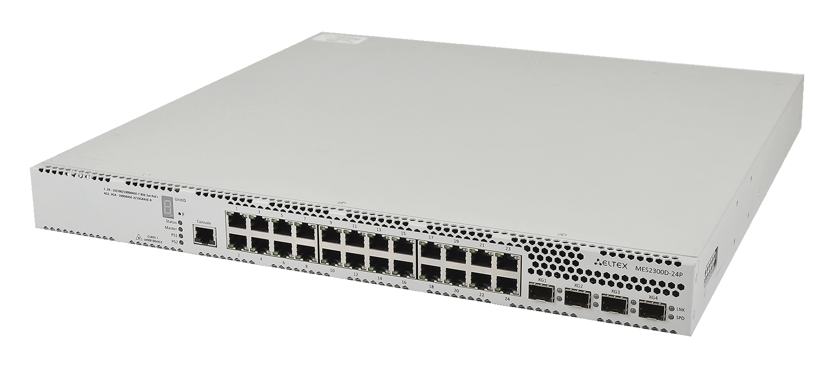 Ethernet-коммутатор MES2300D-24P, 24xPoE/PoE+ (1G) + 4x1G/10G SFP+, L3, модульная система питания